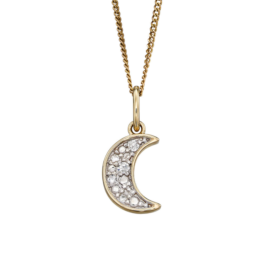 Elements Gold Moon Pendant with Diamonds