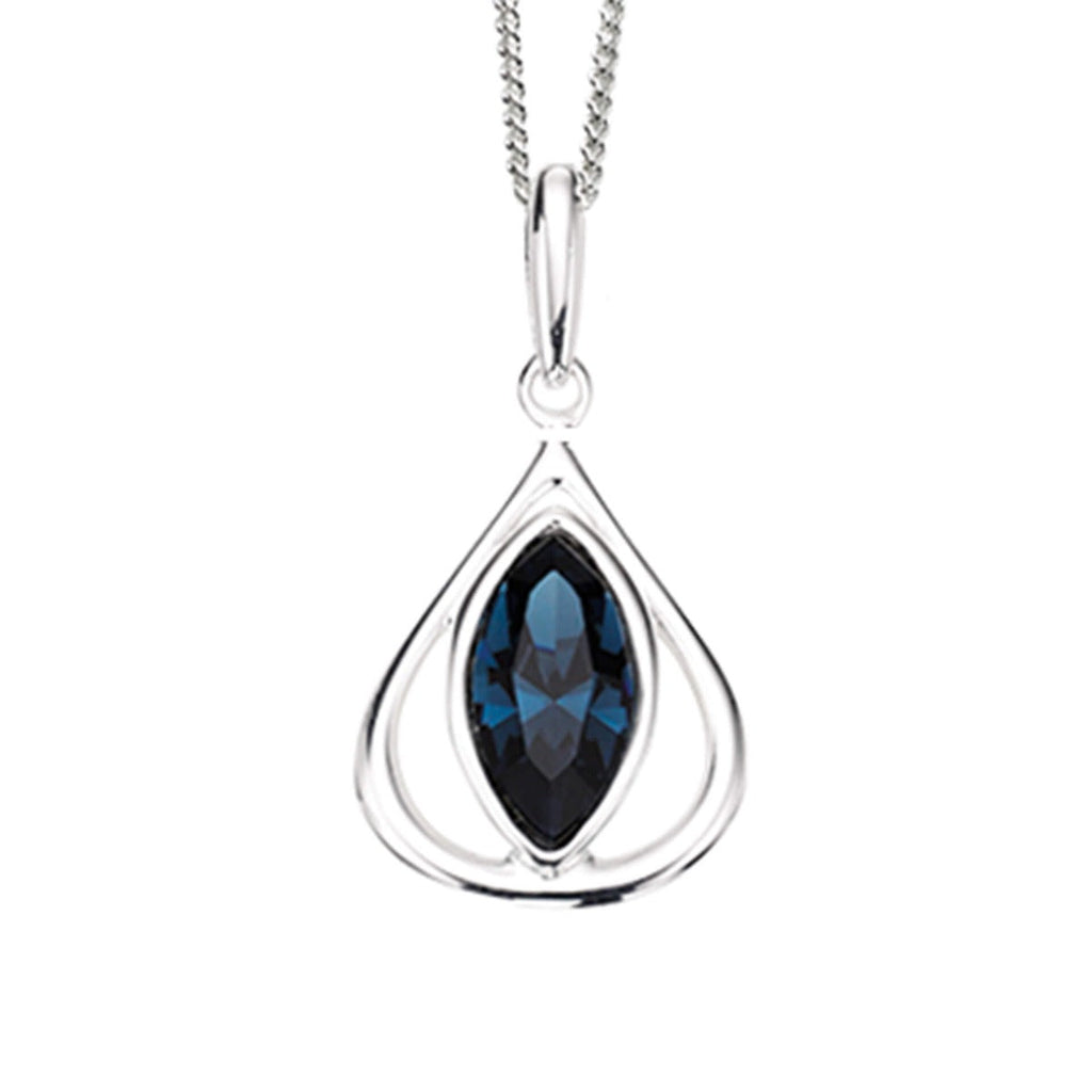 Beginnings Open Teardrop Pendant With Montana Blue Crystal