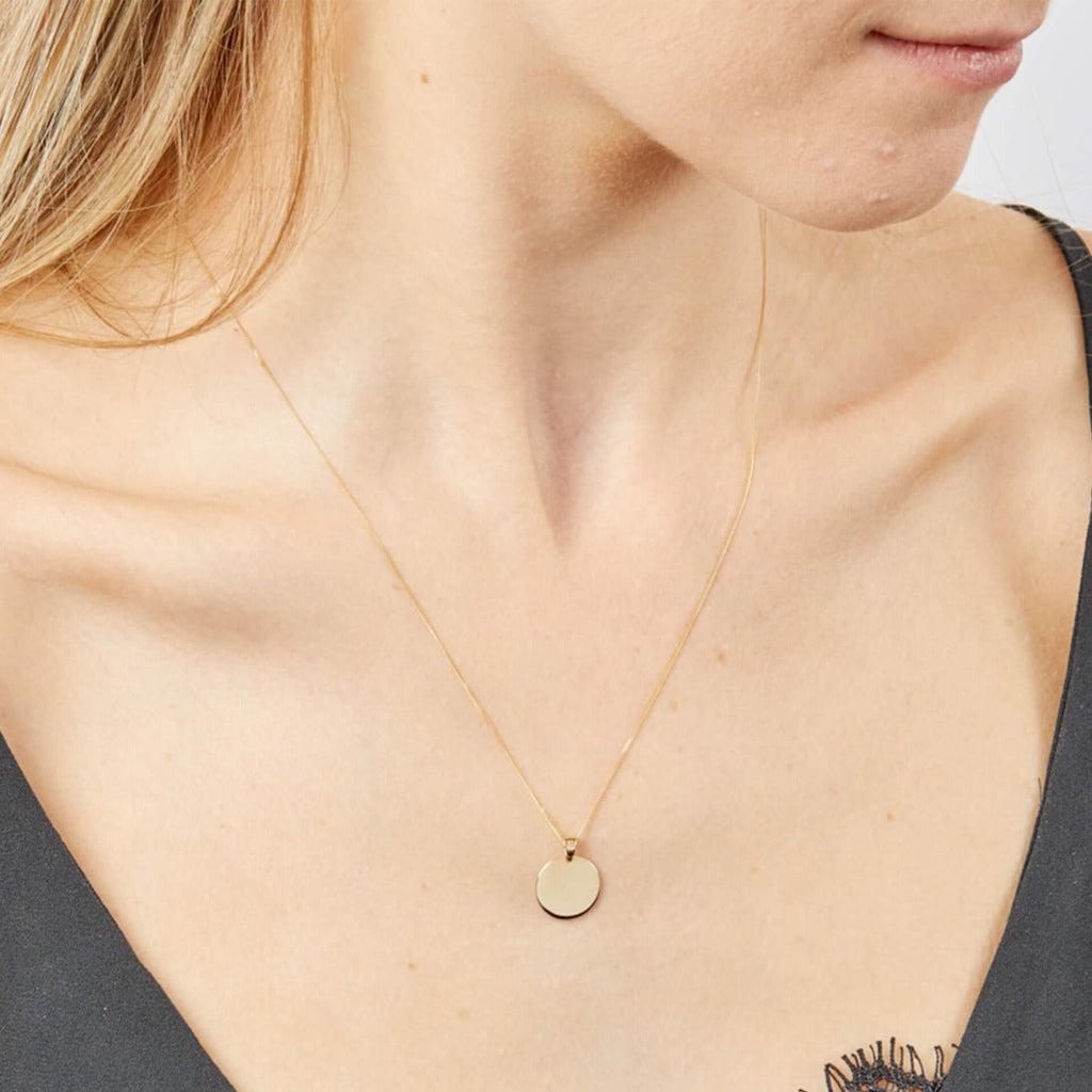 Elements Gold Plain Engravable Disc Pendant