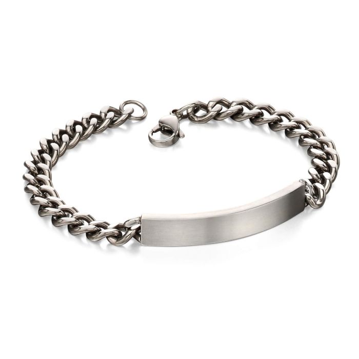 Fred Bennett Brushed Stainless Steel ID Bar Bracelet