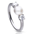 Diamonfire Shell Pearl and Zirconia Trilogy Ring