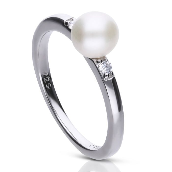 Diamonfire Shell Pearl Ring with Zirconia