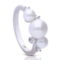 Diamonfire Triple Shell Pearl Ring with Zirconia
