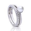 Diamonfire Shell Pearl and Zirconia Ring
