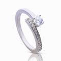 Diamonfire Half Pave Ring with Claw Set Zirconia