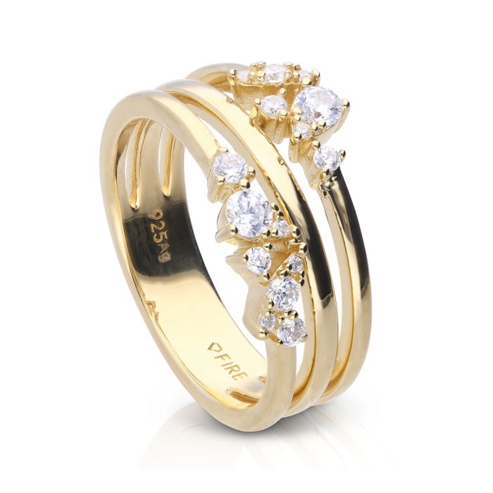 Diamonfire Triple Layered Multi Stone Ring