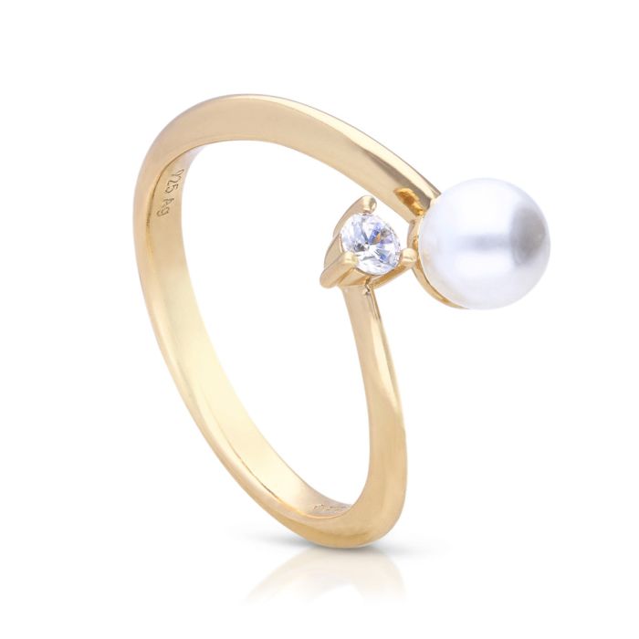 Diamonfire Shell Pearl and Small Zirconia Wrap Ring