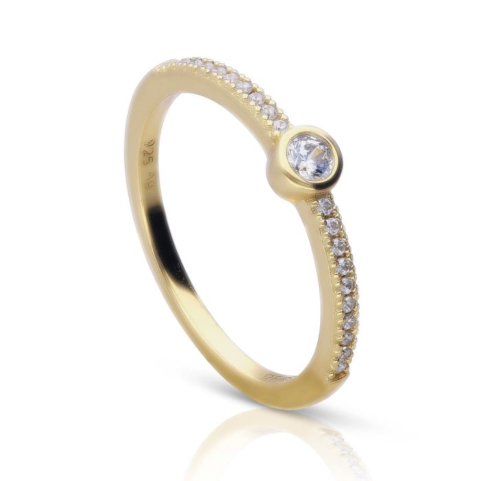 Diamonfire Zirconia Ring with Pave Shoulders