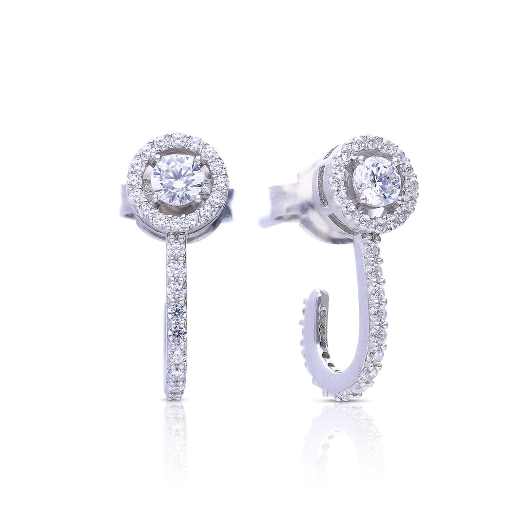 Diamonfire Pave Half Hoop Stud Earrings