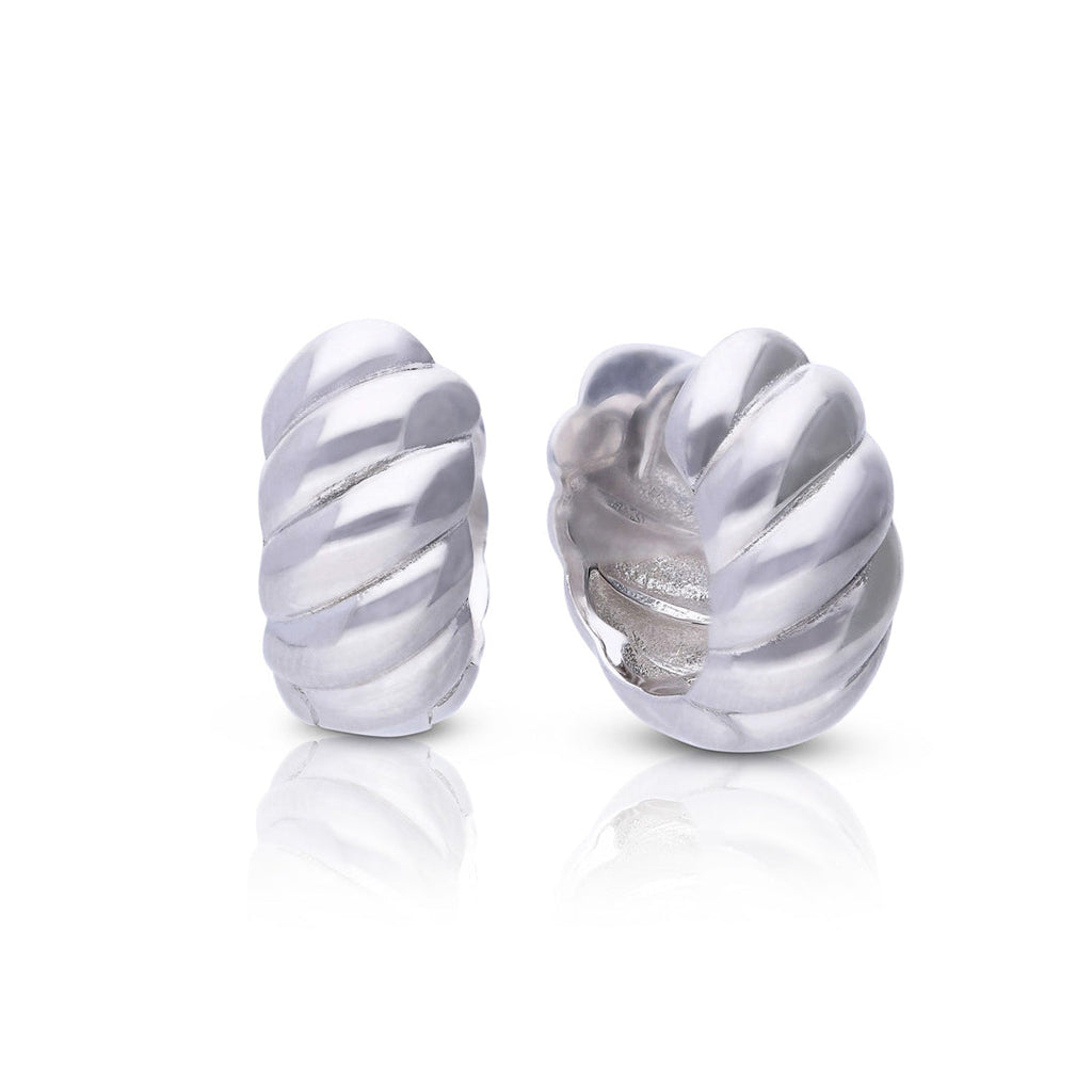 Diamonfire Plain Ridged Hoop Earrings