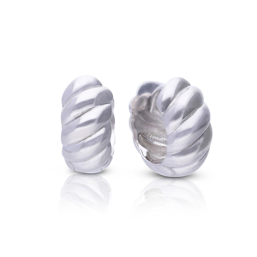 Diamonfire Plain Ridged Hoop Earrings