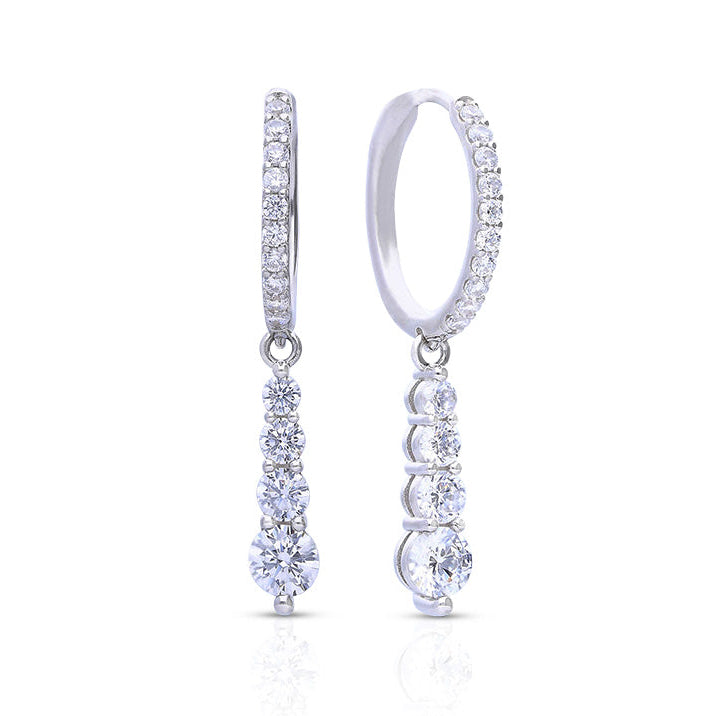 Diamonfire Graduating Stones Drop Hoop Earrings