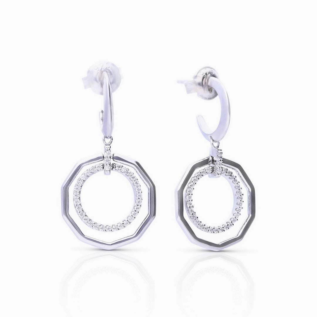 Diamonfire 3/4 Hoop Earrings with Pave and Plain Circles