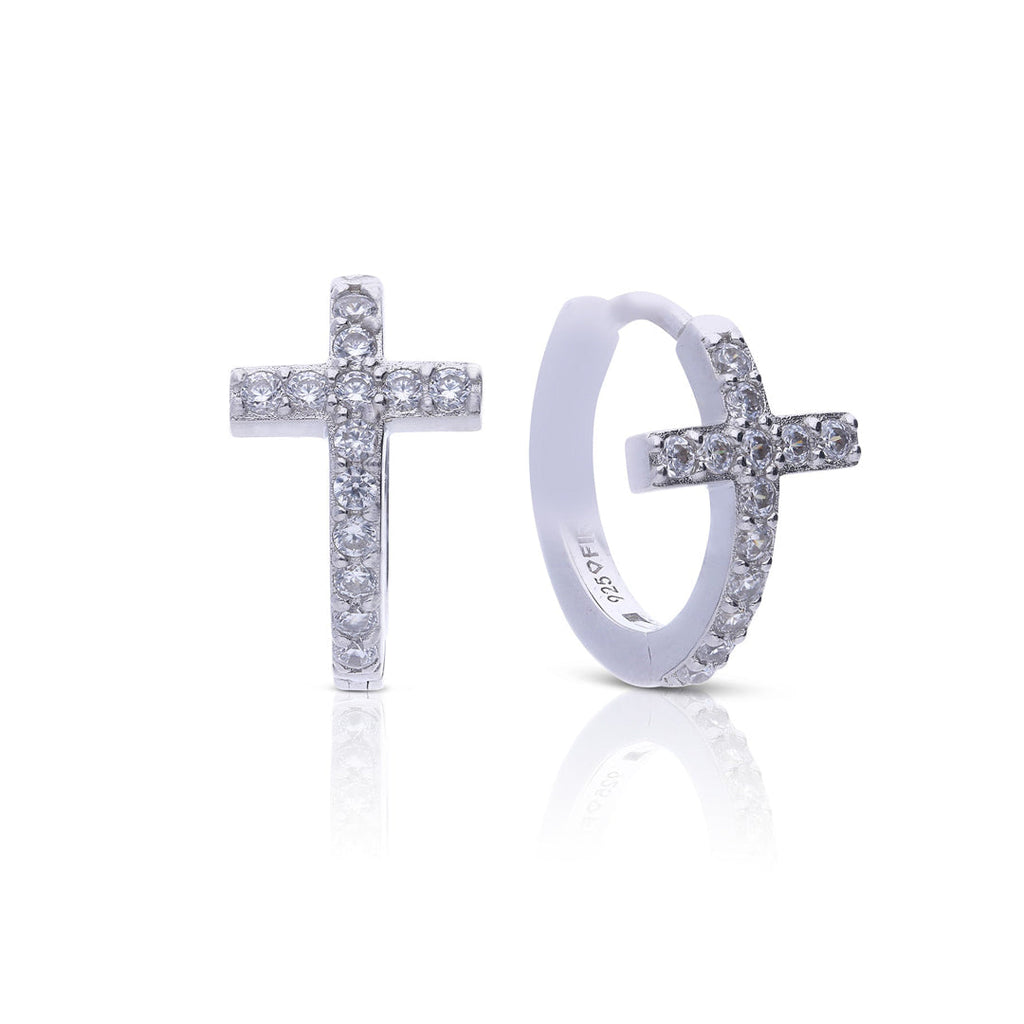 Diamonfire Pave Cross Hoop Earrings