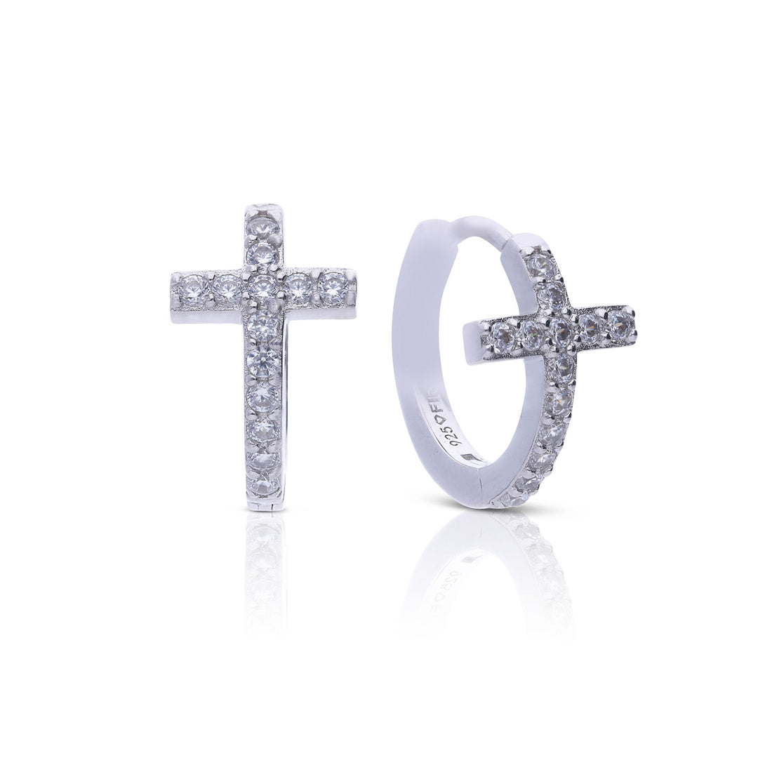 Diamonfire Pave Cross Hoop Earrings