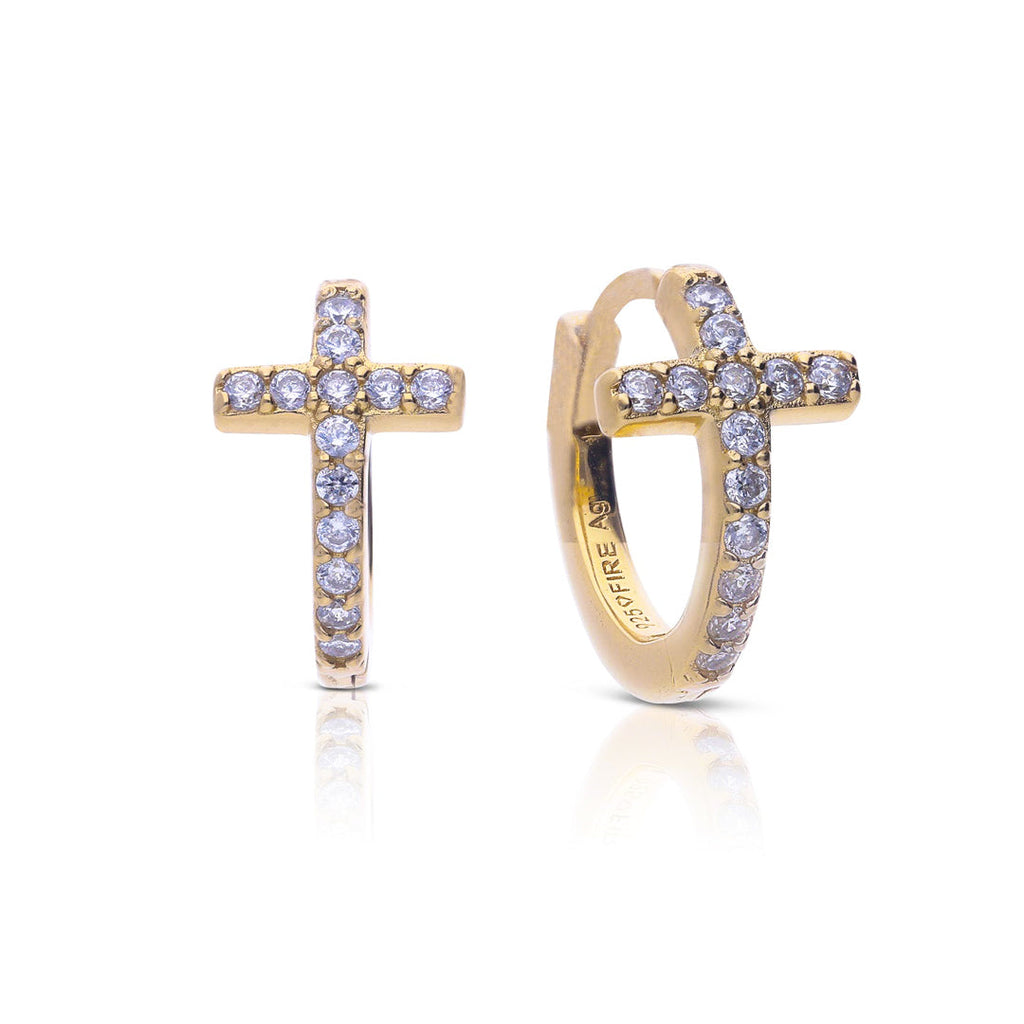 Diamonfire Pave Cross Hoop Earrings
