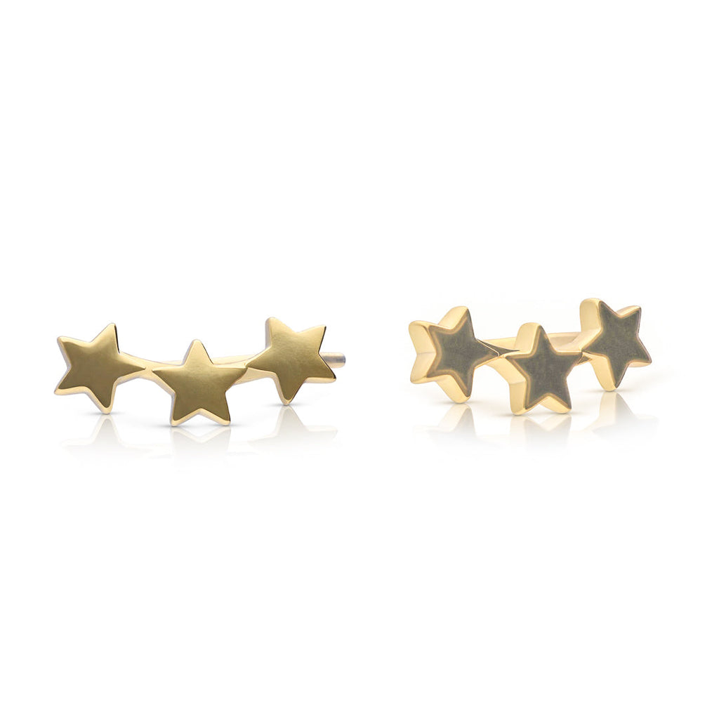 Diamonfire Plain Triple Star Crawler Earrings