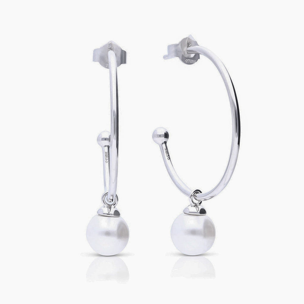 Diamonfire 3/4 Hoop Earrings with Shell Pearl Charm
