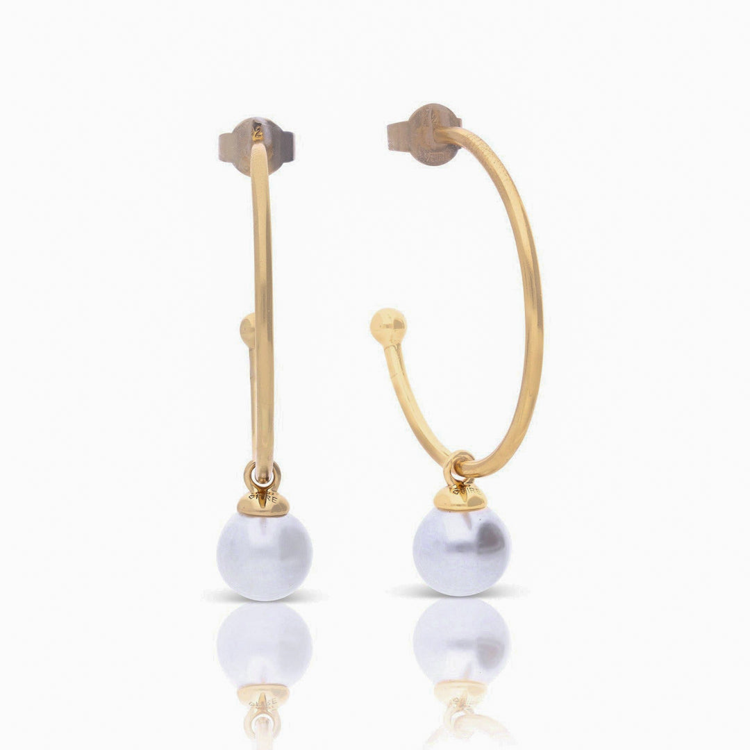 Diamonfire 3/4 Hoop Earrings with Shell Pearl Charm