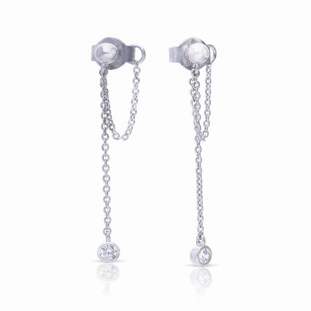 Diamonfire Stud Earrings with Zirconia Chain Drop