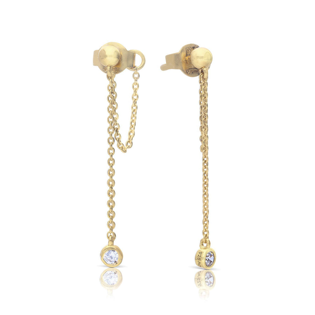 Diamonfire Stud Earrings with Zirconia Chain Drop