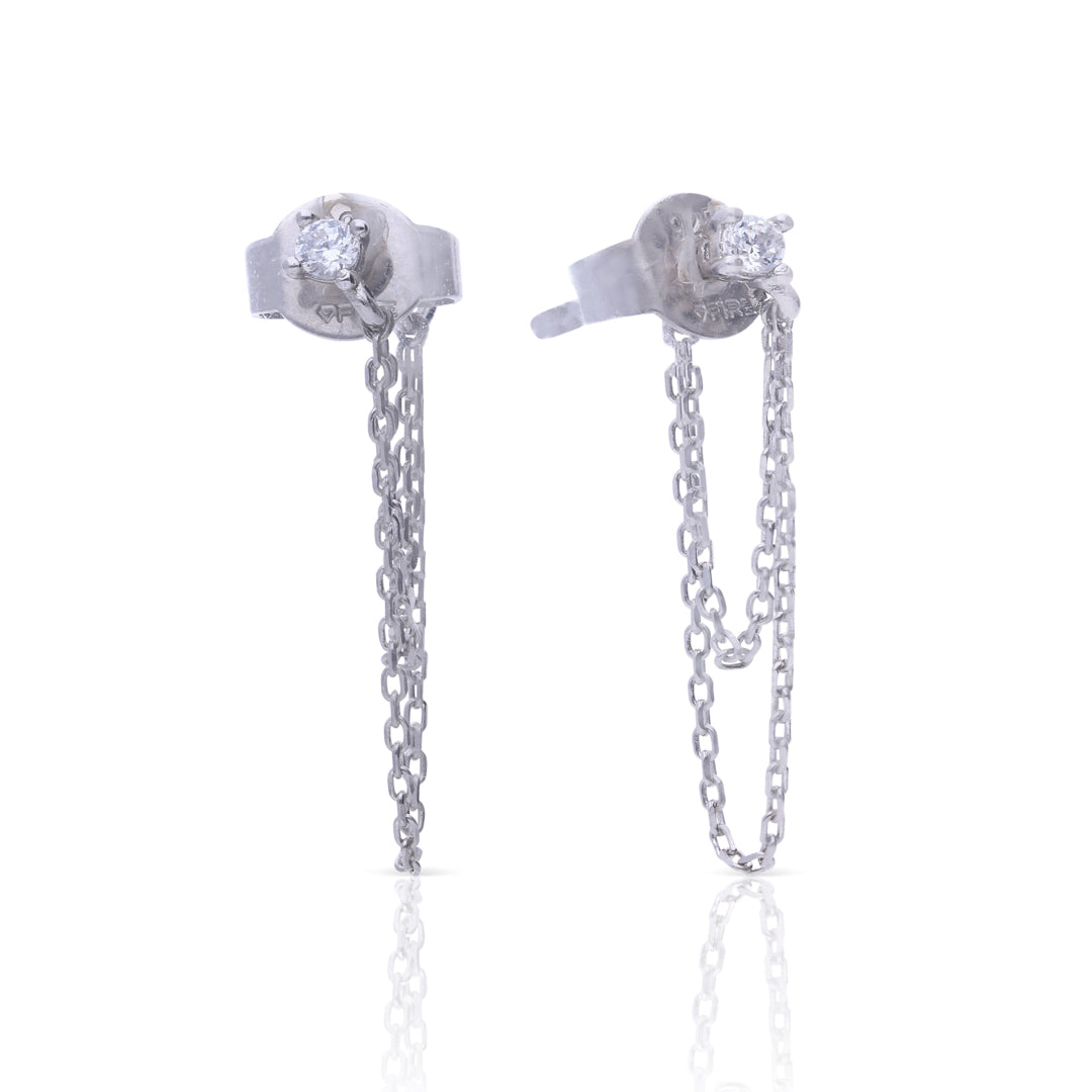 Diamonfire Stud Earrings with Double Chain Drop