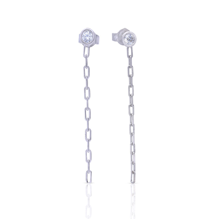 Diamonfire Stud Earrings with Chain Drop