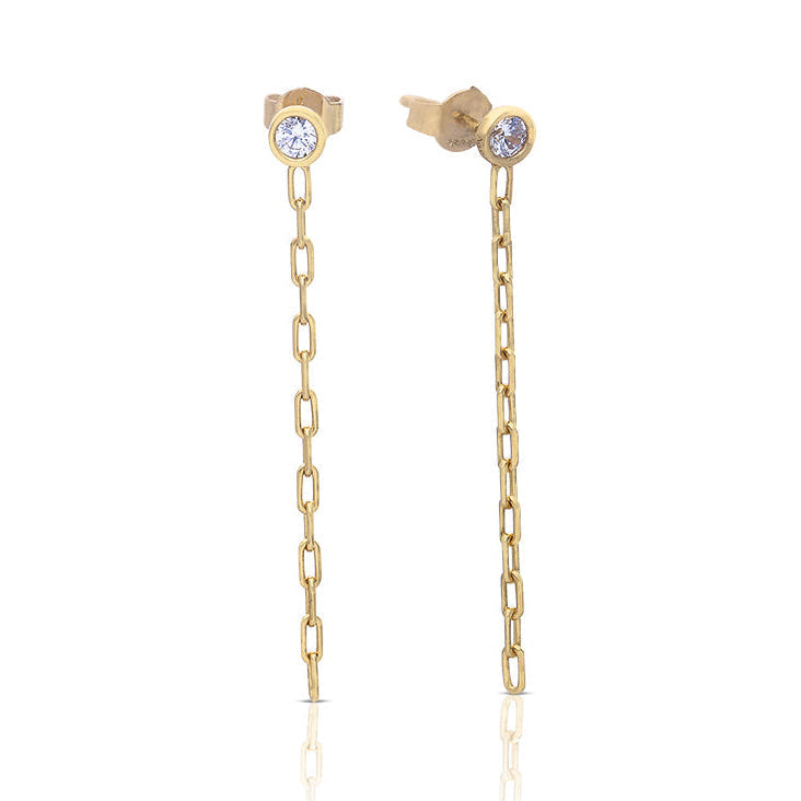 Diamonfire Stud Earrings with Chain Drop