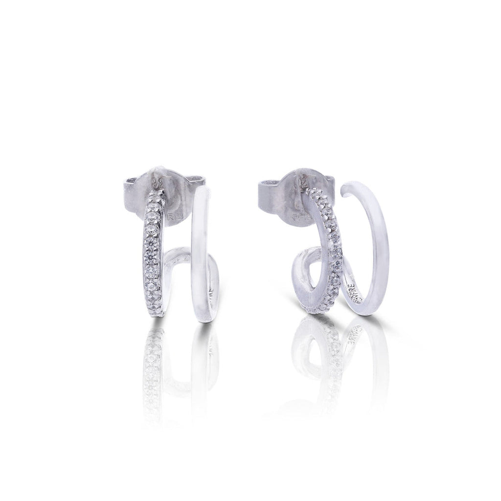 Diamonfire Double Loop Stud Earrings with Zirconia