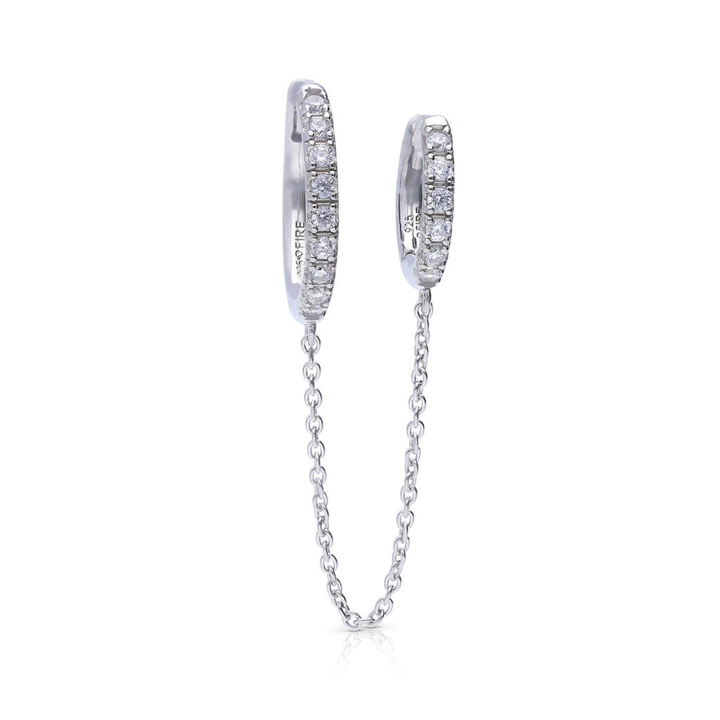 Diamonfire Double Hoop Earring with Chain Connector