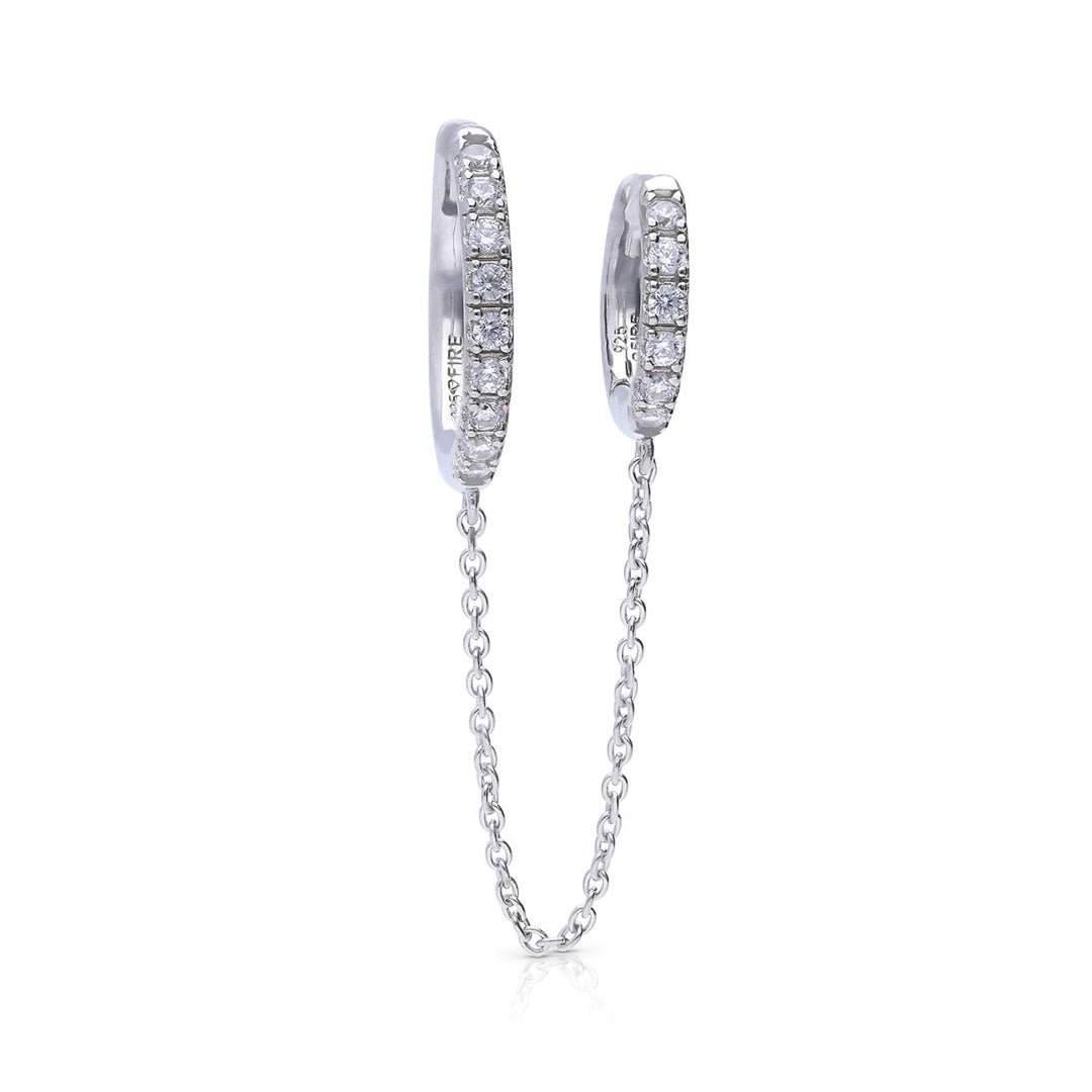 Diamonfire Double Hoop Earring with Chain Connector