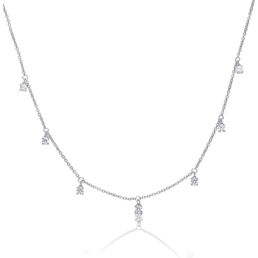 Diamonfire Claw Set Zirconia Station Necklace