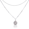 Diamonfire Layered Ball Chain Necklace with Pave Zirconia Pendant
