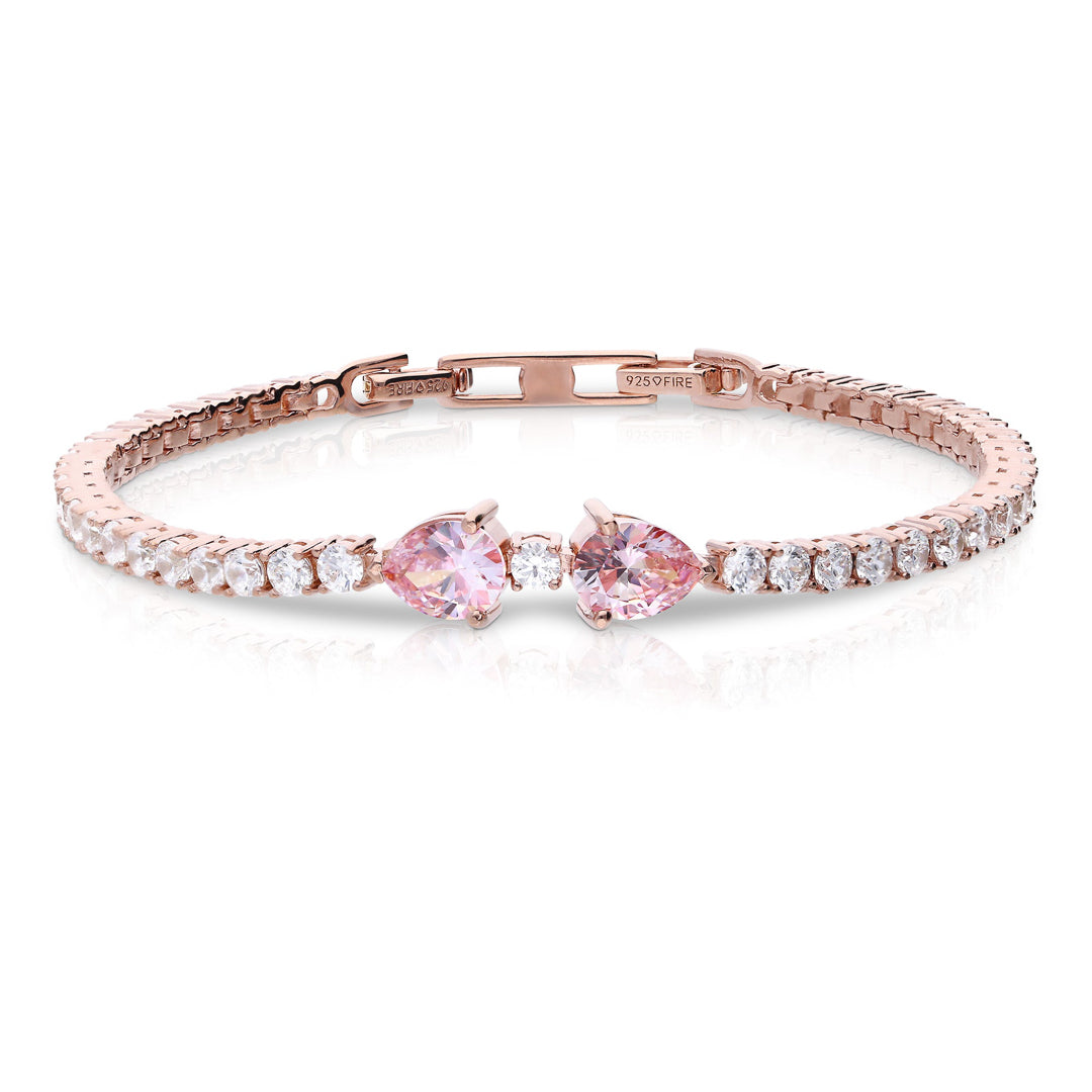 Diamonfire Pink and White Zirconia Tennis Bracelet