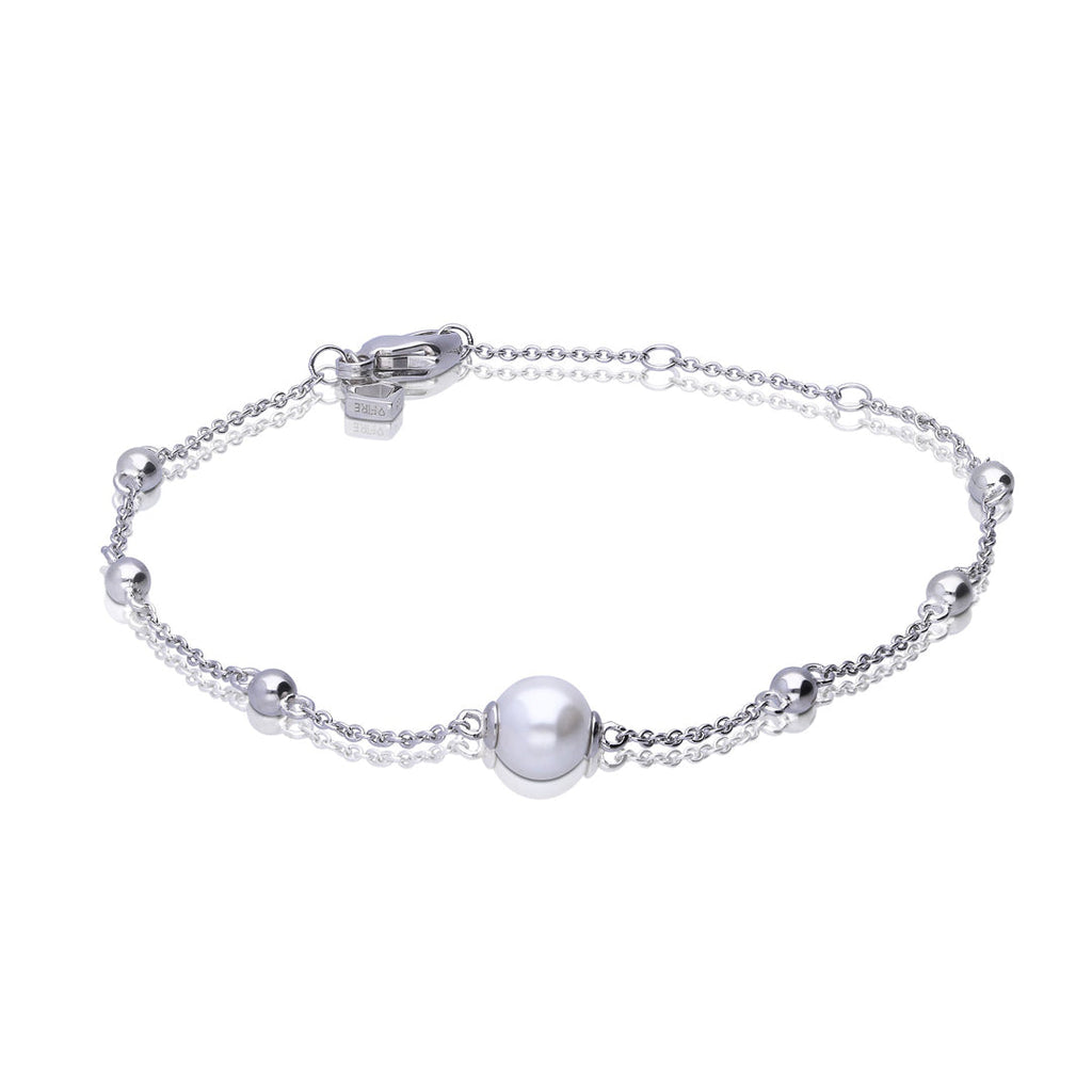 Diamonfire Ball Station Bracelet with Shell Pearl