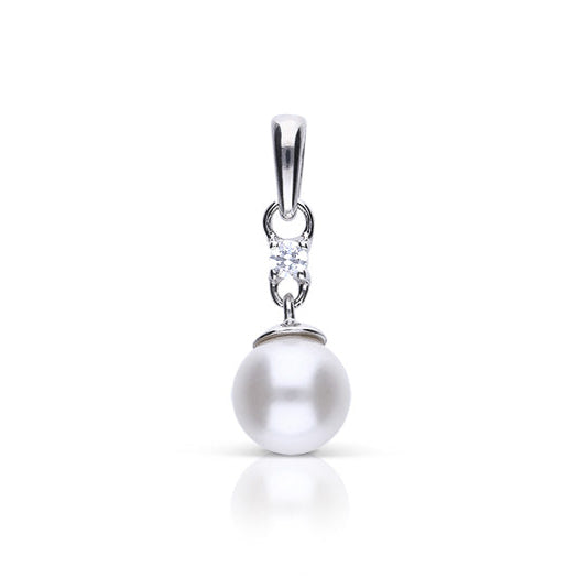 Diamonfire Shell Pearl and Zirconia Drop Pendant