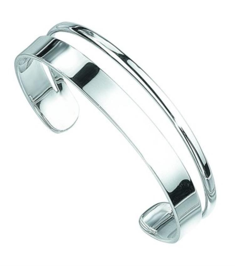 Beginnings Silver Bangle B085 D-Shape & Flat Torque Sterling Silver Bangle B085
