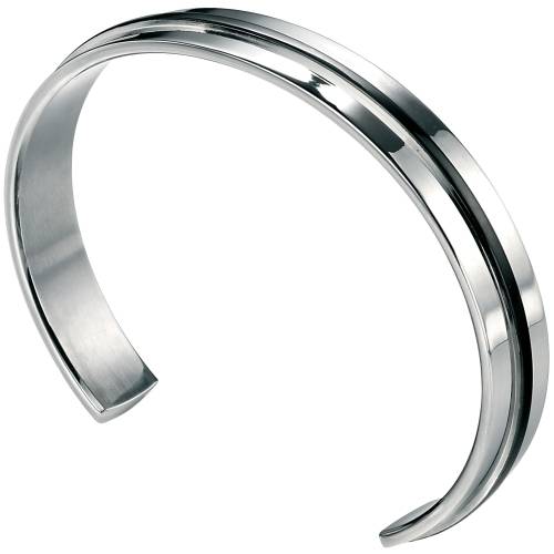 Fred Bennett Cuff Bangle Black IP Detailed Stainless Steel Cuff Bangle B3393