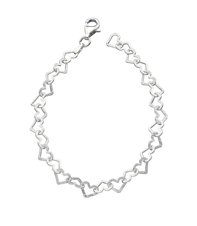 Beginnings Silver Bracelet B4323 Diamond Cut Heart Design Silver Bracelet