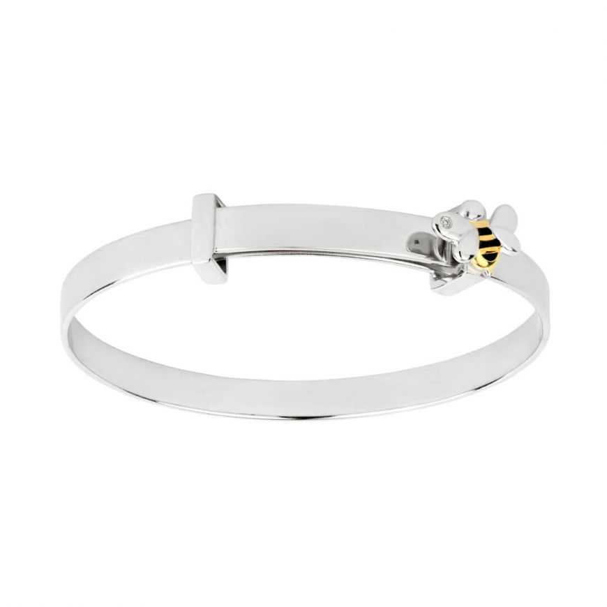 Silver Bangle B5369 Enamel Bee Expanding Bangle Bee Bangle D for Diamond