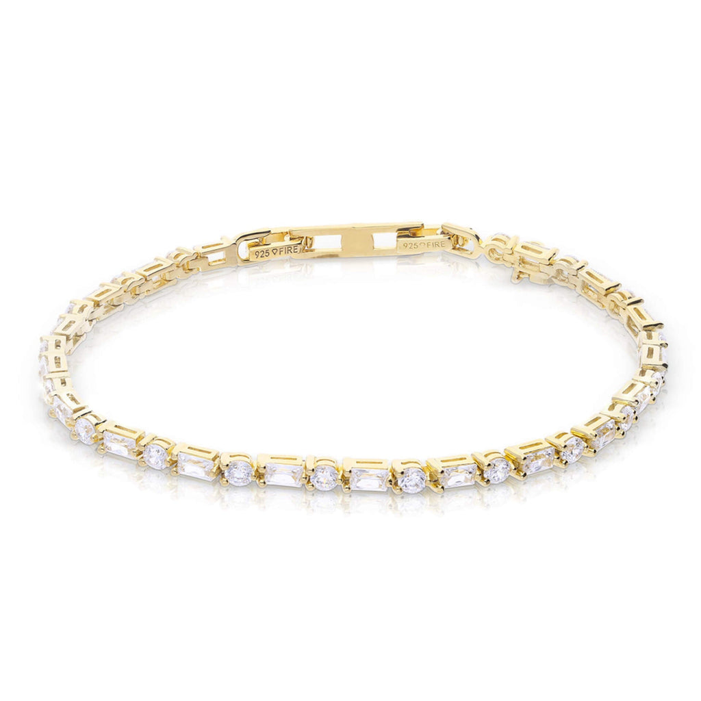 Diamonfire Baguette and Round Zirconia Bracelet