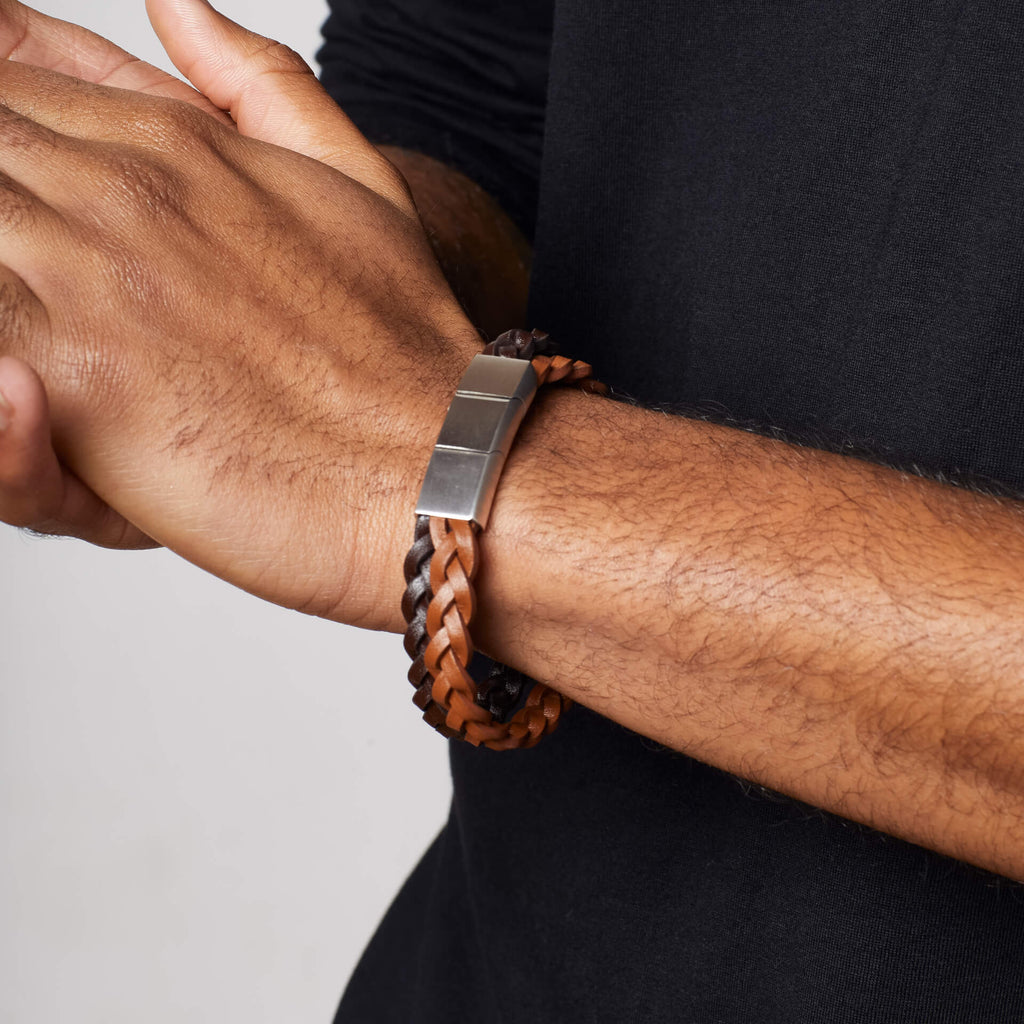 Fred Bennett Double Braided Leather Bracelet