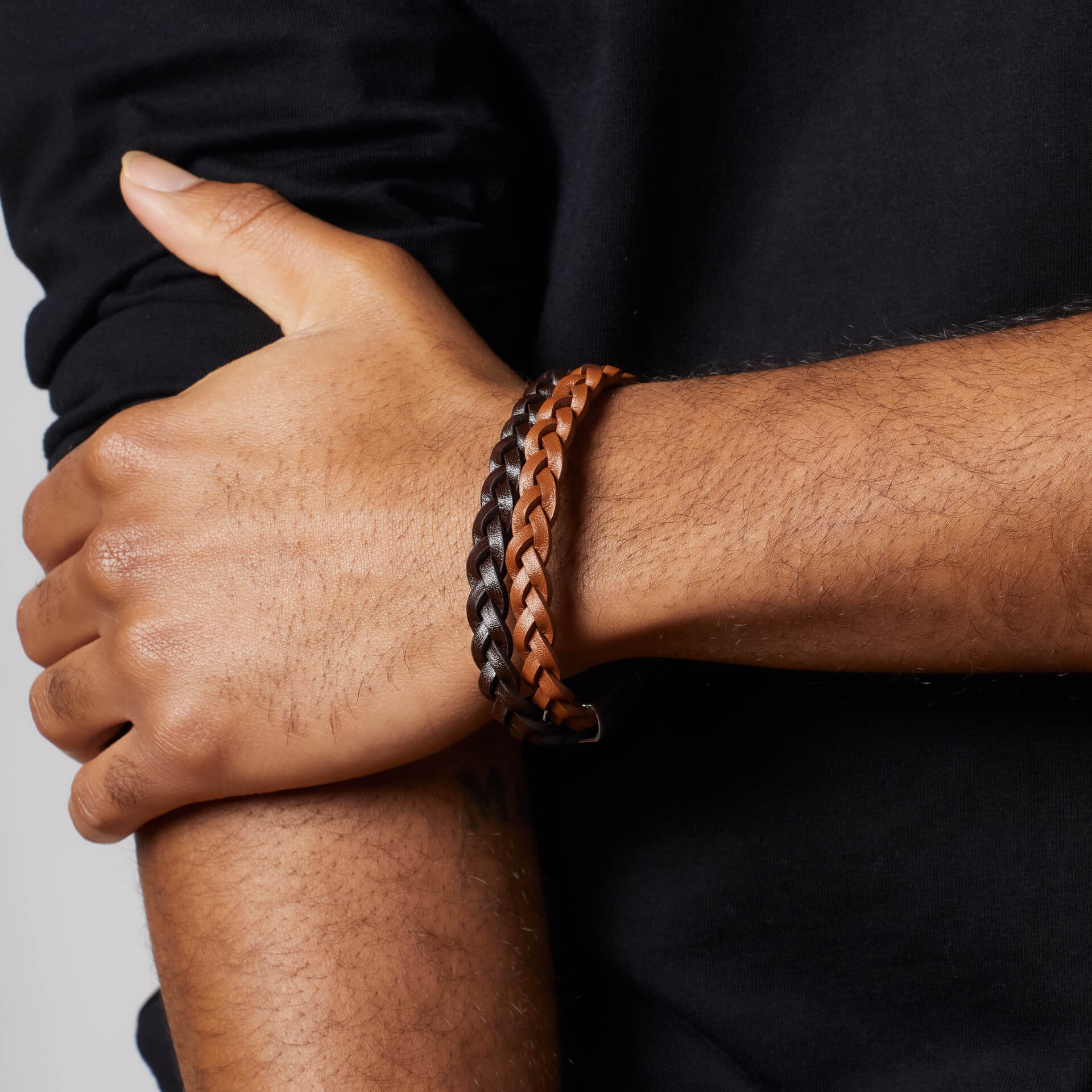 Fred Bennett Double Braided Leather Bracelet