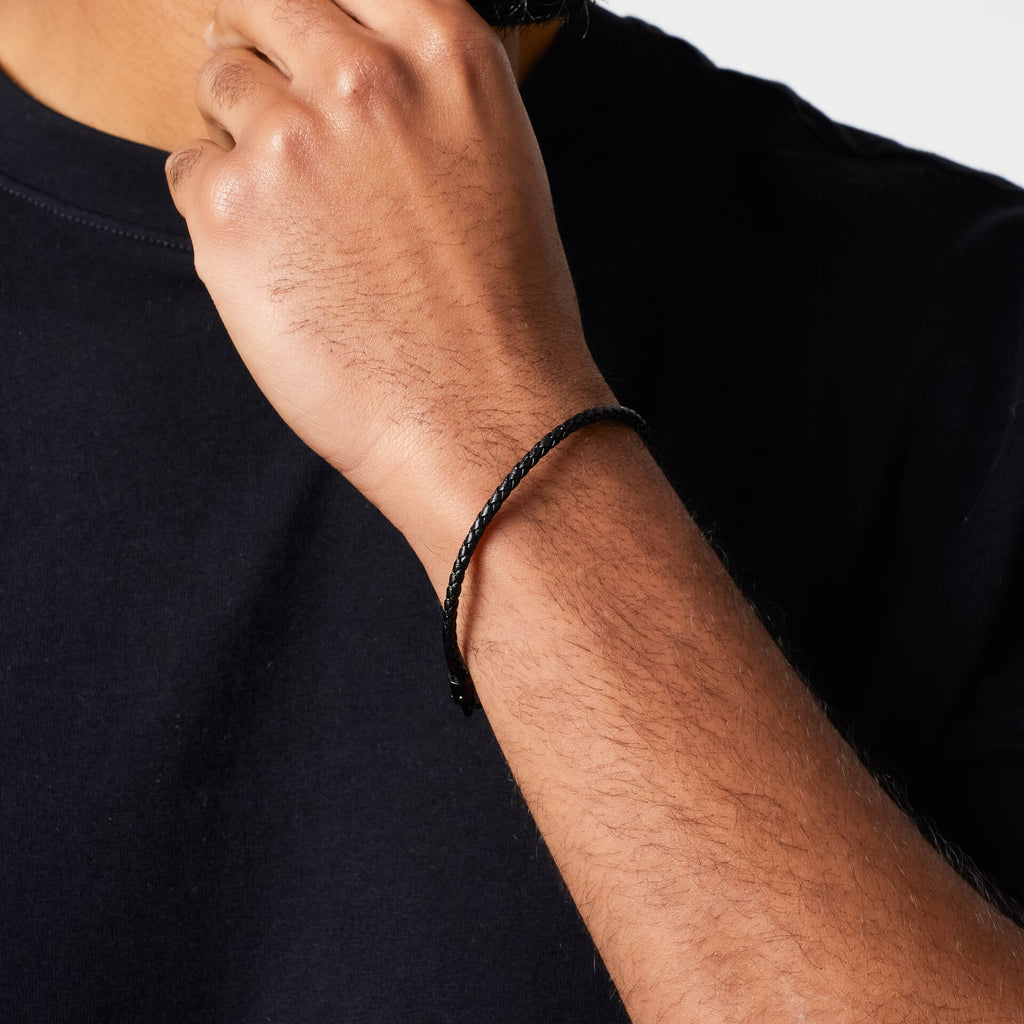 Fred Bennett Ultra-Thin Braided Leather Bracelet