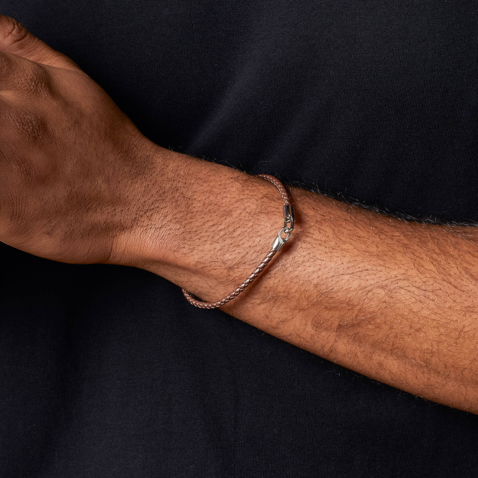 Fred Bennett Ultra-Thin Braided Leather Bracelet