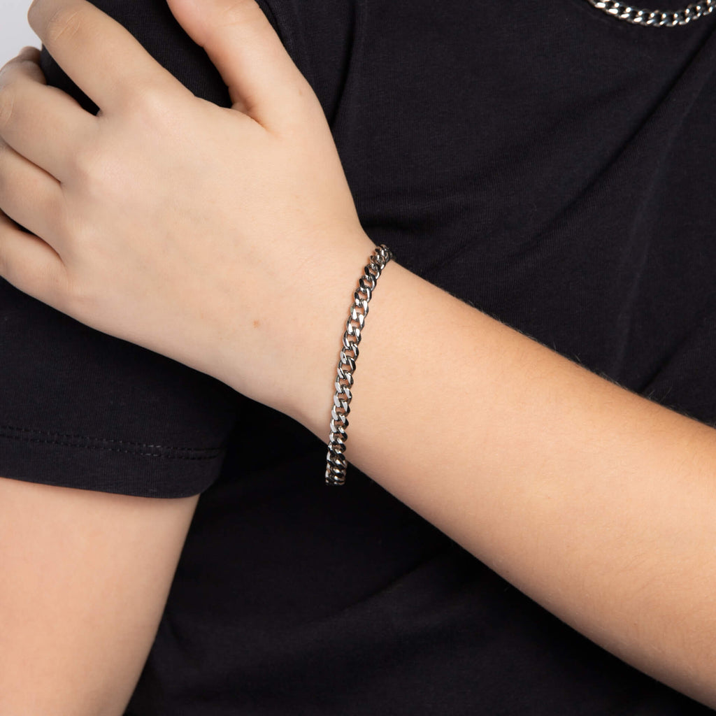 Fred Bennett Smaller Fit Stainless Steel Cuban Link Chain Bracelet
