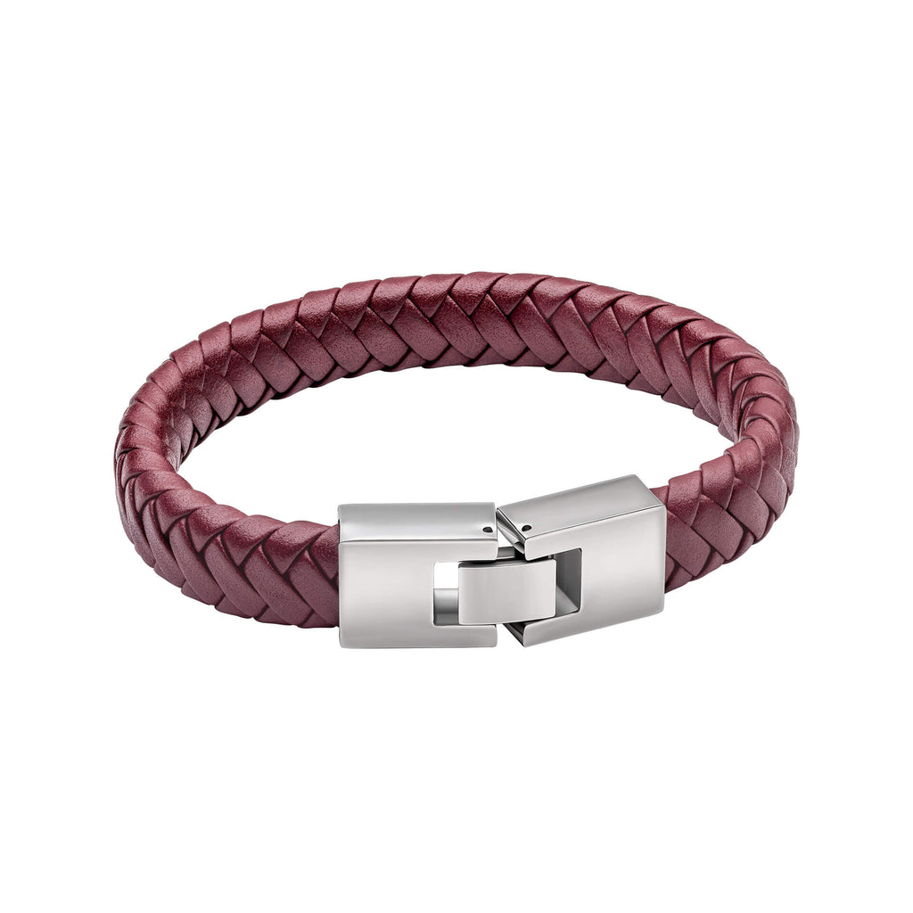 Fred Bennett Burgundy Leather Bracelet with Statement Clasp