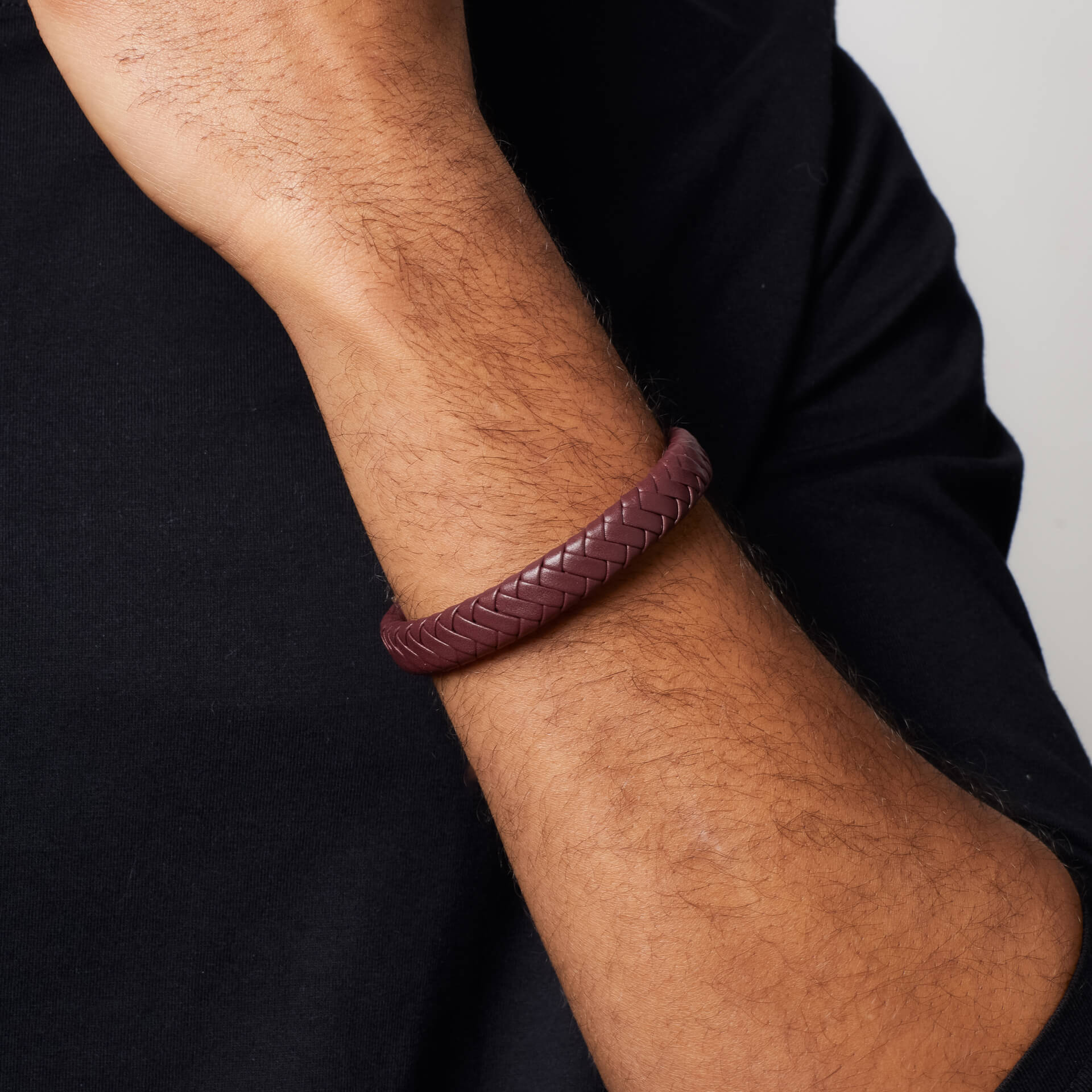 Fred Bennett Burgundy Leather Bracelet with Statement Clasp