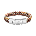 Fred Bennett Brown Leather and Red Turquoise Stone Bracelet