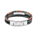 Fred Bennett Red Jasper and Onyx Multi- Layer Leather Bracelet